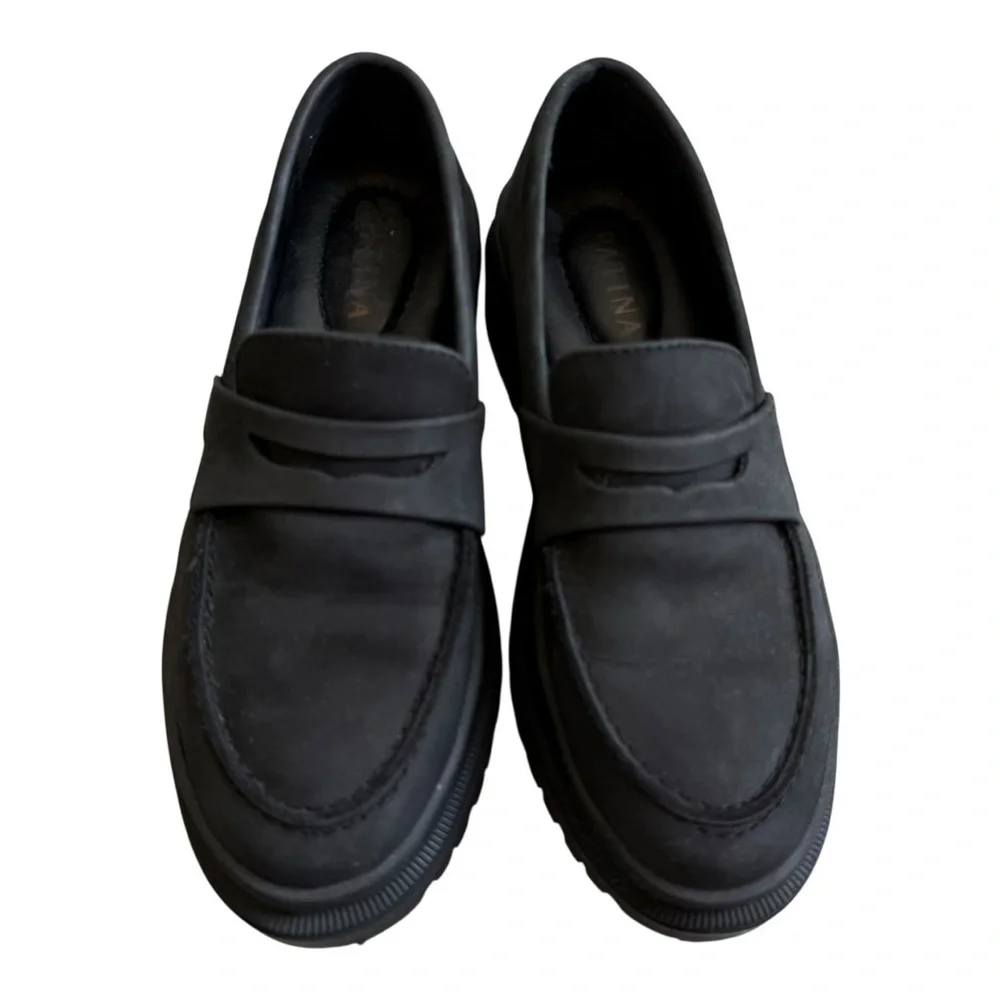 Portland Leather Goods Patina Shadow Black Zoe Chunky Loafers Size 6.5 - Picture 6 of 15